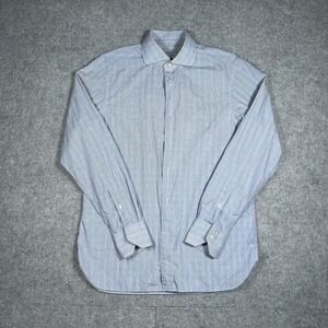 Gritti Styled by Ermenegildo Zegna shirt Mens medium 16 Blue Micro‎ Check Dress